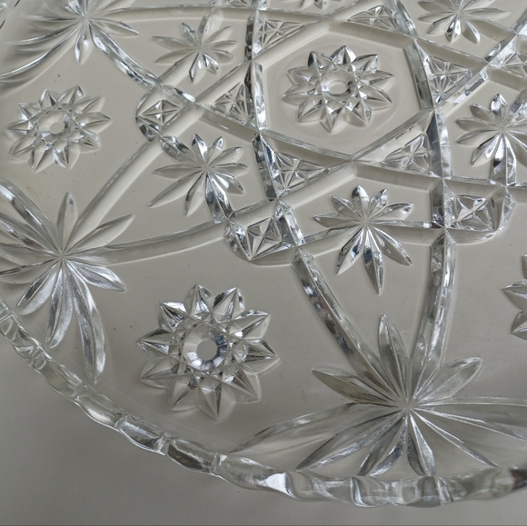 Vintage Anchor Hocking Star Of David Prescut Glass Plate 13.5" - Picture 15 of 15